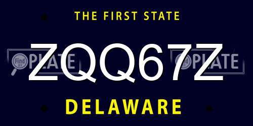 ZQQ67Z Delaware License Plate