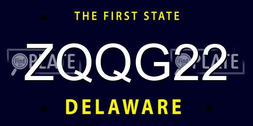 ZQQG22 Delaware License Plate