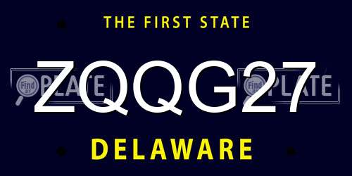 ZQQG27 Delaware License Plate