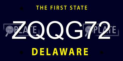 ZQQG72 Delaware License Plate
