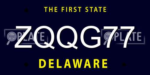 ZQQG77 Delaware License Plate