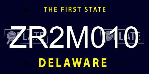 ZR2M010 Delaware License Plate
