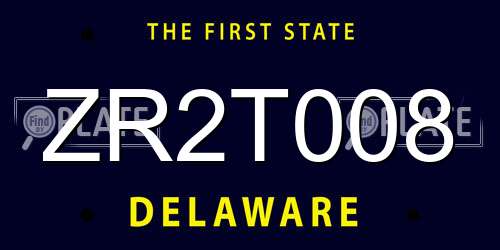 ZR2T008 Delaware License Plate