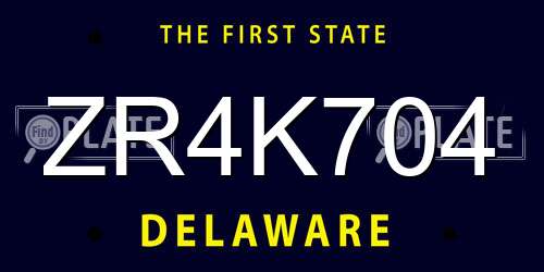 ZR4K704 Delaware License Plate