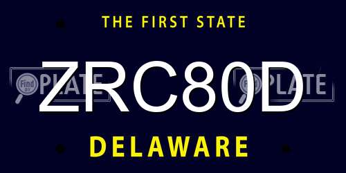 ZRC80D Delaware License Plate