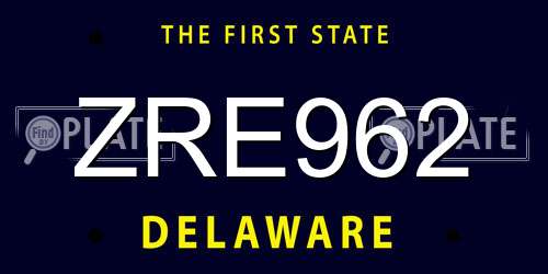 ZRE962 Delaware License Plate