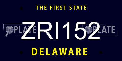 ZRI152 Delaware License Plate