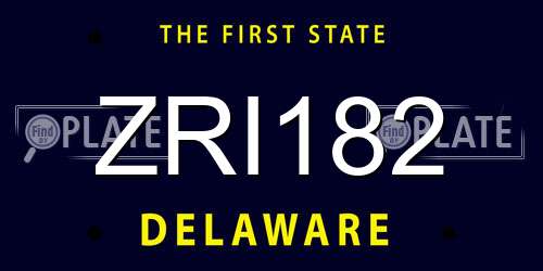 ZRI182 Delaware License Plate