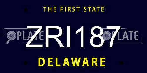 ZRI187 Delaware License Plate