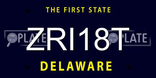 ZRI18T Delaware License Plate
