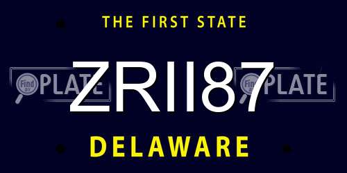 ZRII87 Delaware License Plate