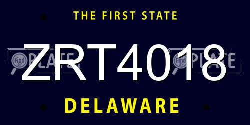ZRT4018 Delaware License Plate