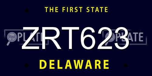 ZRT623 Delaware License Plate