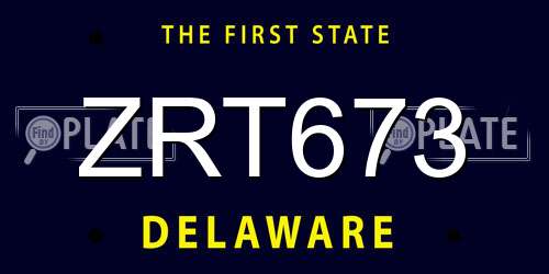 ZRT673 Delaware License Plate