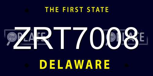 ZRT7008 Delaware License Plate