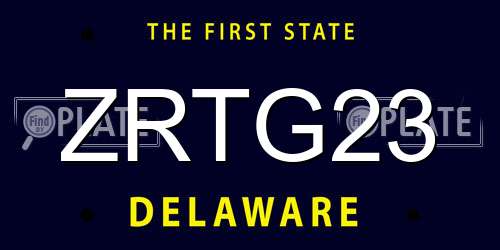 ZRTG23 Delaware License Plate