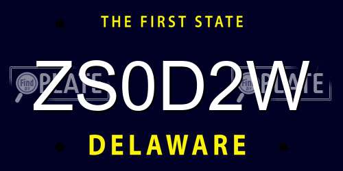 ZS0D2W Delaware License Plate