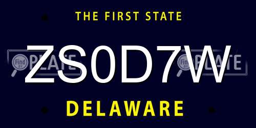 ZS0D7W Delaware License Plate