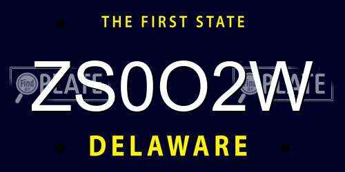 ZS0O2W Delaware License Plate