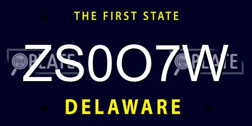 ZS0O7W Delaware License Plate