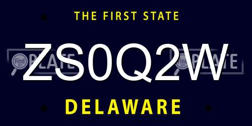 ZS0Q2W Delaware License Plate
