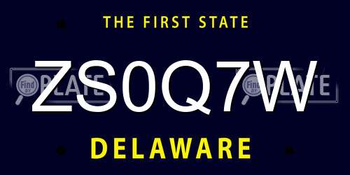 ZS0Q7W Delaware License Plate