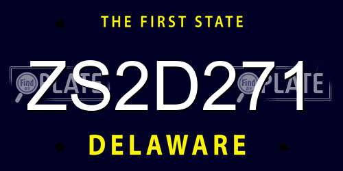 ZS2D271 Delaware License Plate
