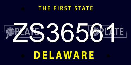 ZS36561 Delaware License Plate
