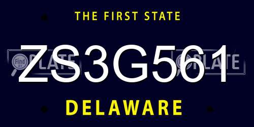 ZS3G561 Delaware License Plate