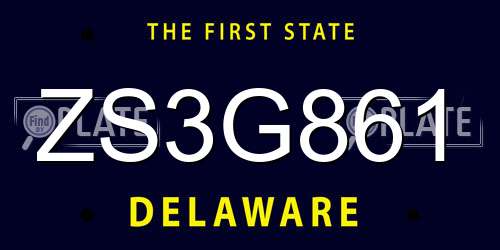 ZS3G861 Delaware License Plate