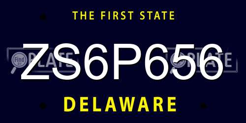 ZS6P656 Delaware License Plate