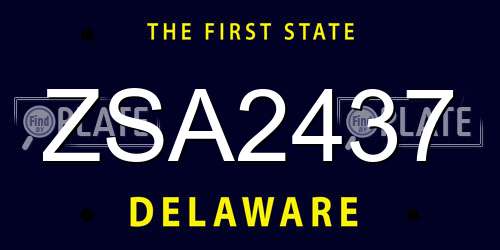 ZSA2437 Delaware License Plate