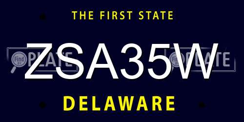 ZSA35W Delaware License Plate