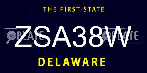 ZSA38W Delaware License Plate