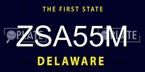 ZSA55M Delaware License Plate