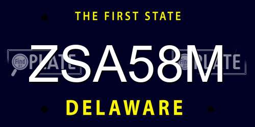 ZSA58M Delaware License Plate