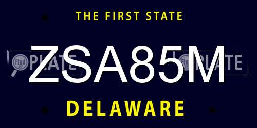 ZSA85M Delaware License Plate