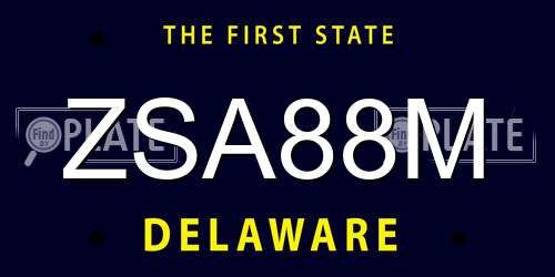 ZSA88M Delaware License Plate