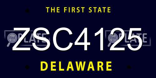 ZSC4125 Delaware License Plate
