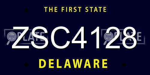 ZSC4128 Delaware License Plate