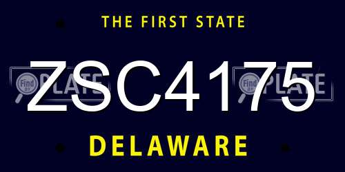 ZSC4175 Delaware License Plate