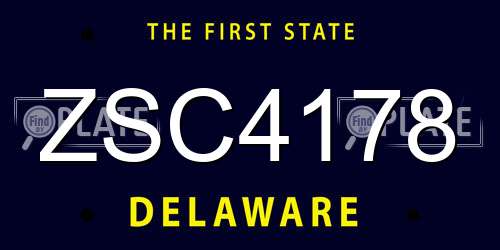 ZSC4178 Delaware License Plate