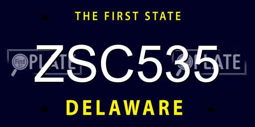 ZSC535 Delaware License Plate