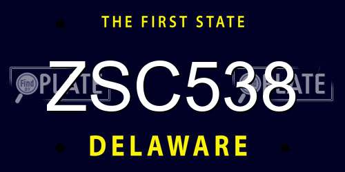 ZSC538 Delaware License Plate
