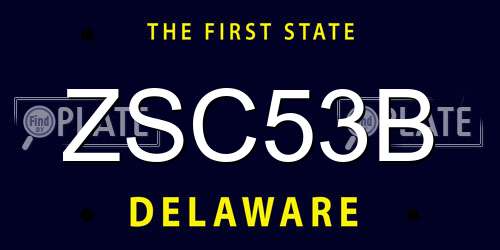 ZSC53B Delaware License Plate