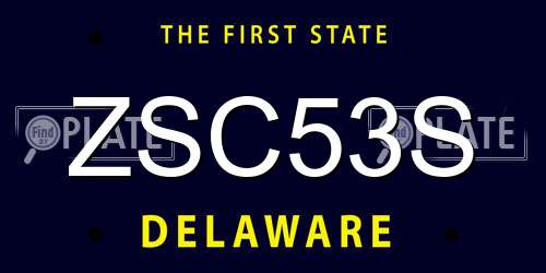 ZSC53S Delaware License Plate