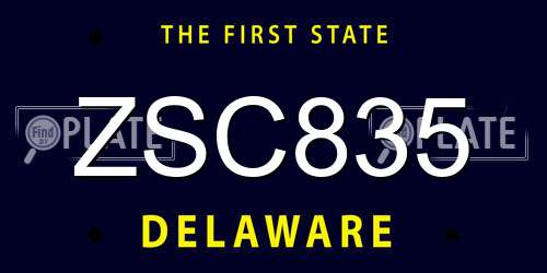 ZSC835 Delaware License Plate