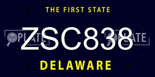 ZSC838 Delaware License Plate
