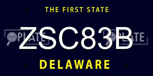 ZSC83B Delaware License Plate