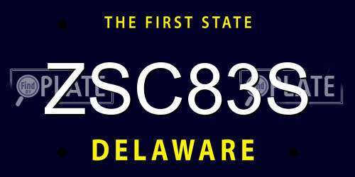 ZSC83S Delaware License Plate